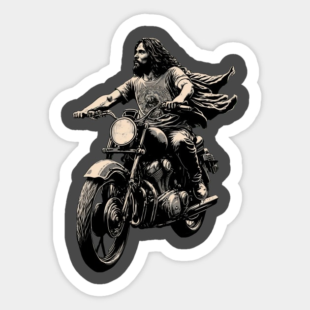 Jesus motorcycle Sticker by infernoconcepts